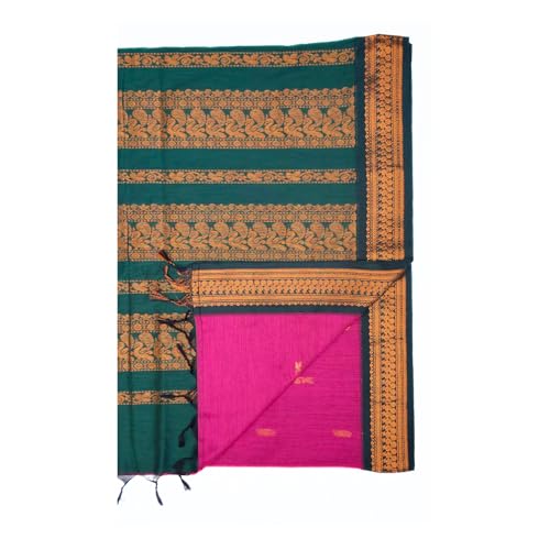 Image of Pure Kalyani Cotton Saree | Zari Border & Blouse Piece - Lata Gadwal Design | Traditional Saree