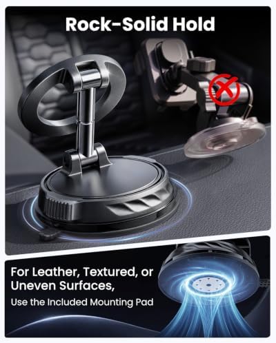 REEAIX Car Phone Holder Vacuum Magnetic, 360° Mount for iPhone 12–17 - 2
