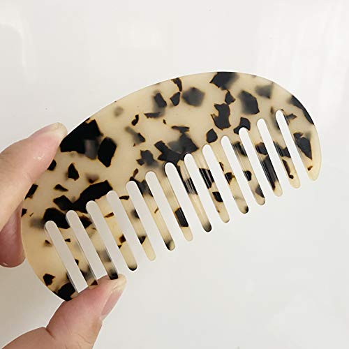 Large Wide Tooth Tortoise Shell Comb Hair Detangling Comb, 2 Pack French Hair Comb Wide Teeth Pocket Comb For Thick Curly Wavy Hair #TOP3