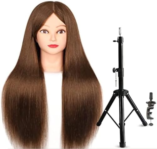 Cabeça de manequim de cabeleireiro, cabeça de peruca com suporte, comprimento do cabelo 60cm/20 pol.
