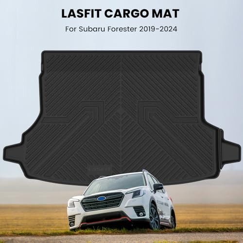 Image of LASFIT Cargo Mat for Subaru Forester 2024 2023 2022 2021 2020 2019 | All Weather Custom Fit Anti-Slip Pet Friendly Easy Clean TPE Trunk Mat Cargo Tray Liner Accessories, Black