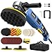 Kit de tampon de polissage pour voiture WtoolfeX, kit de polissage pour voiture 1600W, tampon rotatif de 17,8 cm/6 pouces, 7 vitesses variables, polisseuse rotative pour voiture, manche détachable