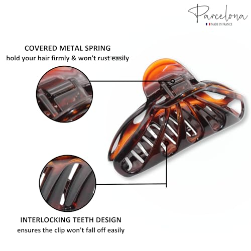 Parcelona French Large Raindrop Claw Clip 4″ (Tortoise Shell) — view 3