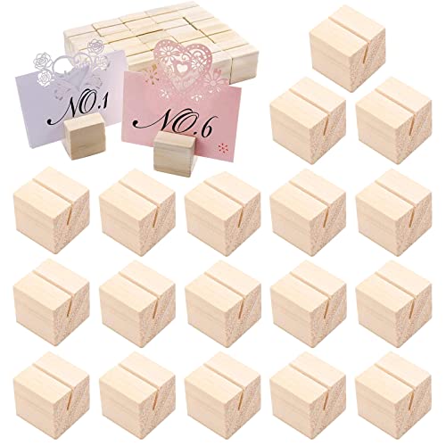 YUforest 20 Pièces Porte-Photo En Bois Stands en Bois Naturel Supports de Numéro de Table Pour Numéro De Table, Carte De Visite, Décoration De Fête, Photos, Mémo, Signe De Table d'Anniversaire Cover
