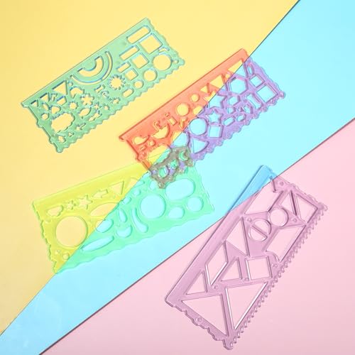 Yuanchu 8 Pack Template for Drawing, Clear Ruler Animal-Shaped Stencils Plastic Measuring Templates Rulers Drafting Tools for Drawing Office Crafts
