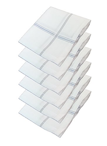 S4S Men's 100% Cotton Luxury Collection Handkerchiefs - Pack Of 6 (White Striped_46X46 Cm) #TOP19