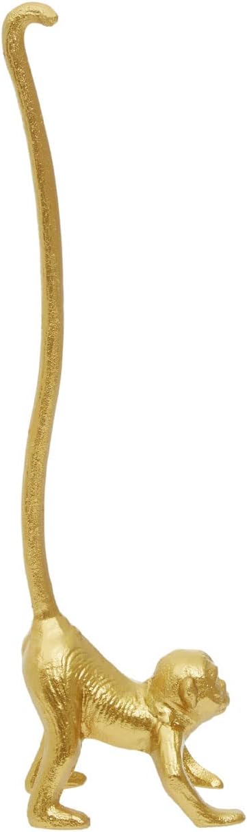 Premier Houseware Gold Toilet Roll Holder for Bathroom/Monkey Figurine Toilet Paper Holder/Stylish Free Standing Toilet Roll Holder 12 x 8 x 42