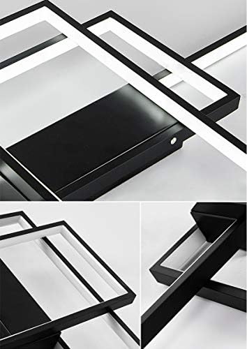 LED Modern Dimmable Ceiling Lights Dining Living Room Light Chic Square Design Ceiling Lamp Acrylic with Remote Control Chandelier for Bedroom Kitchen Island Hallway Bathroom Decor Wall Lighting Black