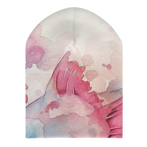 Watercolor Pink AxolotlChildren's Warm Knitted Hat, Suitable for All Seasons and Daily Wear3