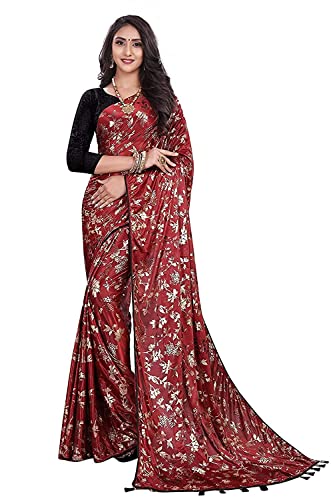 Sari Banarasi lycra rouge femme pour briller dans les mariages