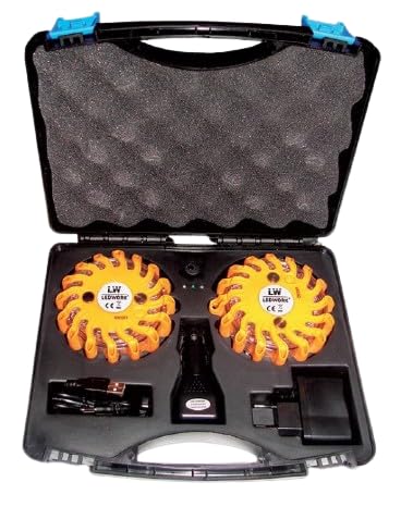LEDWORK MALETTE DE 2 BALISES DE SIGNALISATION LED PORTATIVE SANS FIL RECHARGEABLE