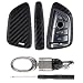 Royalfox(TM) Soft Silicone Carbon Fiber Style Smart keyless Remote Key Fob case Cover for BMW 1 2 5 7 M Series,BMW X1 X3 X4 X5 X6 X7 Keychain (for BMW New Key)