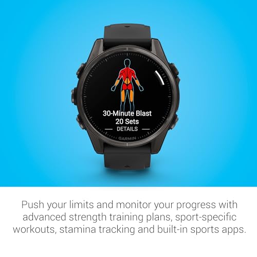 Image of Garmin Fenix 8, 43mm, AMOLED, Sapphire, Smartwatch, Carbon Gray Titanium with Black /Pebble Gray Silicone Band