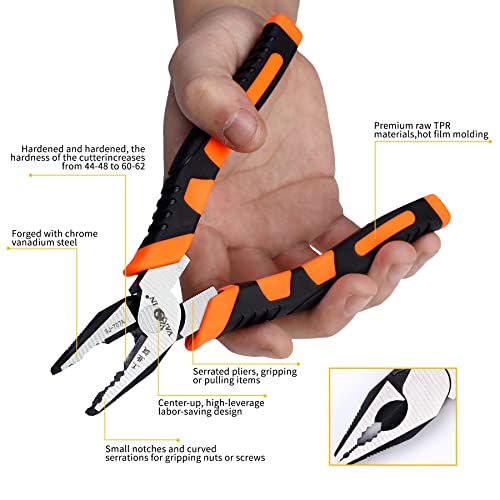 Vanjoin Pliers Tool Set, 7-Inch Linemans Pliers, 6.5-Inch Diagonal Cutter, 6.5-Inch Needle Nose Pliers, 3 Pcs High-Leverage Cutting Pliers For Wire Cutting/Crimping/Screwing/Gripping #TOP5
