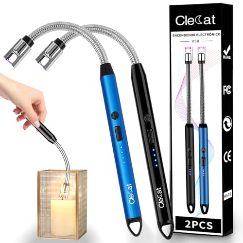 Lista de Encendedores favoritos de las personas. 41 2 Piezas Encendedor Electrónico, Encendedor Eléctrico Recargable USB Sin Llama, Encendedores con Indicador Batería y Apagado Inteligente, Encendedores Cocina con Cuello Flexible...