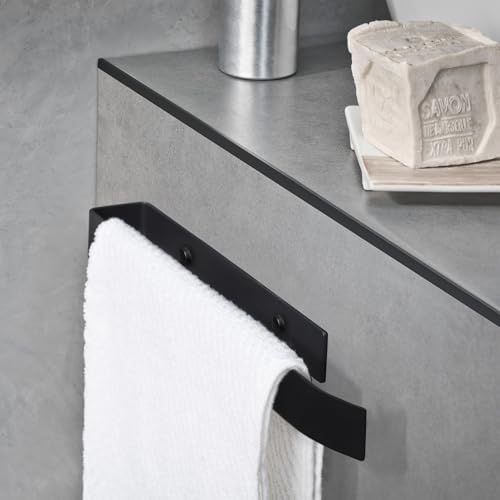 AVOIR BESOIN Premium Handtuchhalter schwarz ohne Bohren zum Kleben | Bad Küche Badezimmer Wand Fliesen | Duschtuchhaken Handtuchhalterung Markenklebeband