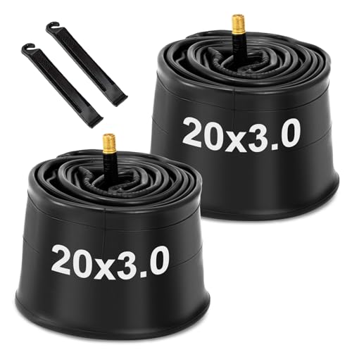 20x3 Fat Bike Inner Tube: Hycline 2-Pack Electric Fat Tire Tubes AV 32mm Schrader Valve Premium Butyl Rubber Puncture Resistant Replacement Tubes with 2 Tire Levers
