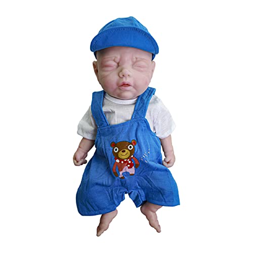 40cm リボーンドール フルシリコン ドール リアル赤ちゃん人形 化粧付き子供 ベビー ドール 新生児 リボーンベイビー 育児練習用 誕生日 クリスマス プレゼント おままごと (目を閉じる 男の子)