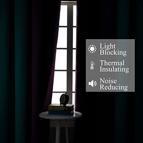 Teal and Purple Gradient Curtains 63 Inch Length 2 panels, Ombre and Wavy Line Pattern Blackout Curtains for Kids Room, Full Light Blocking Thermal Insulated Grommet Drapes for Bedroom, 42x63 Inch