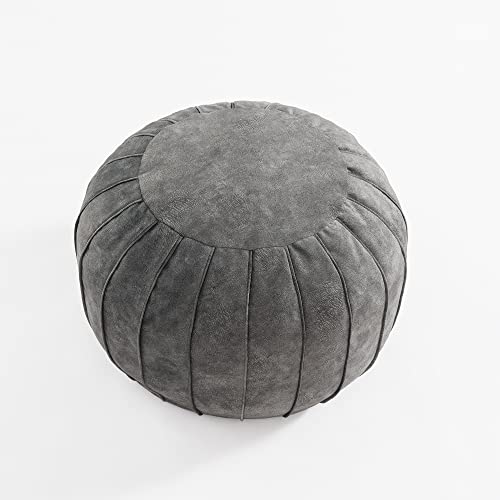 Comfortland Unstuffed Ottoman Pouf Cover, Faux Suede Poufs For Living Room, Large Round Foot Rest, Floor Storage Poof, Bean Bag Ottomans (Empty & New) For Bedroom, Or Gifts Grey #TOP17