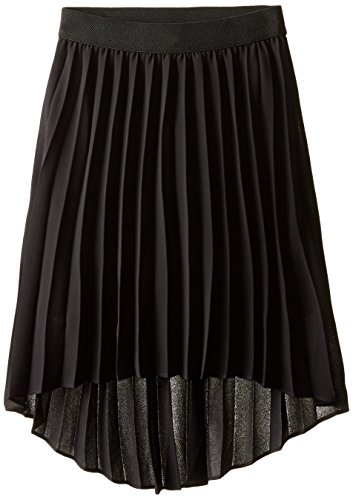 Amy Byer Girls' Picture Perfect High-Low Pleated Chiffon Skirt, Black, Small