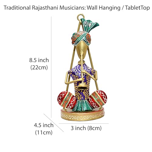 KRAFTSKALA Traditional Musicians (Set of 3) Tabletop/Wall Hanging Metal Wall Decor Statues for Living Room, Decorative Showpiece Items for Home, Festive Gifting, Housewarming Present