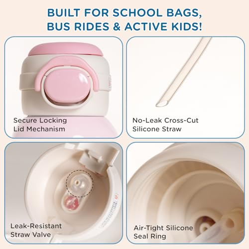 Image of Mee Mee Kiddo Kids Vacuum Insulated Water Bottle 550ml | SUS316L Stainless Steel | 3-in-1 Straw, Sip & Cup | Leakproof, BPA-Free | 24H Cold & 12H Hot | School Bottle with Strap