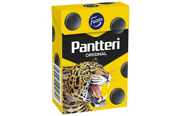 Fazer Pantteri Original salzige Spirituosen -Pastillen 10 Kisten mit 70 g 25 Unzen