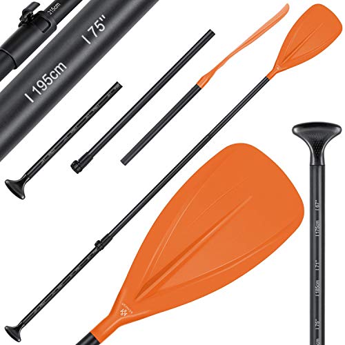 KESSER® Paddle - 3-teilig für Kayak SUP Stand-Up Paddling Board Stechpaddel, Verstellbar Teleskop 165cm-215cm Aluminum für Stand Up Paddel Kajakfahren Surfboard Boot Anti-Rutsch Stecksystem, Orange