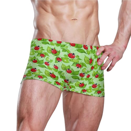 Ladybug Leaves Mens Swim Trunk Swimwear Bathing Suit Swim Brief Square Leg Board Short S B04046083