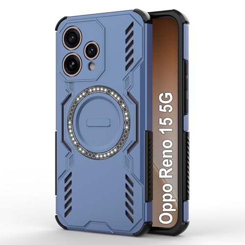 Image of Zapcase Back Case Cover for Oppo Reno 15 5G | Magnetic Case with Built-in Metal Ring | Supports MagSafe Charger, Wallet & Car Mount | Shockproof Hybrid PC + TPU | Blue