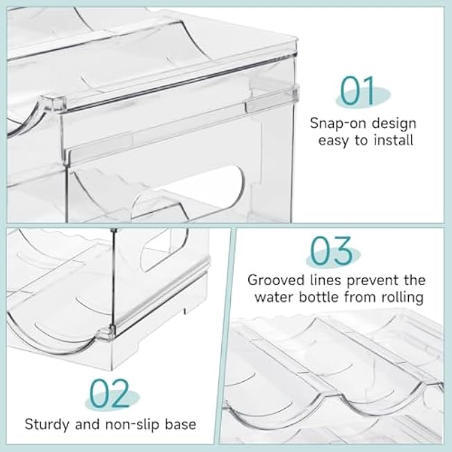 Damomo Water Bottle Organizer for Stanley 40 oz, 2 Pack Stackable Water Bottle Organizer, Clear Holder for Tumbler Travel Mug Cup, Kitchen Pantry Refrigerator Organization and Storage