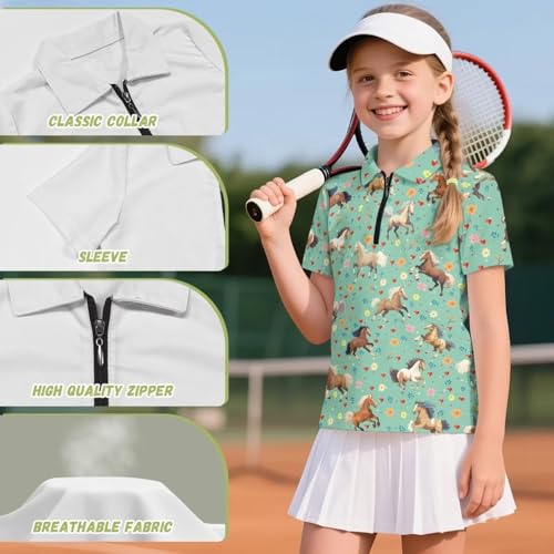 DISNIMO Tennis T-Shirts for Girls Collared Golf Shirt Zip Summer Clothes Athletic Tee Tops 6