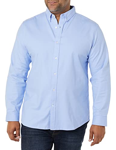 Amazon Essentials Camisa Oxford elástica de Manga Larga y Corte Ajustado Hombre, Azul Celeste Claro, XL