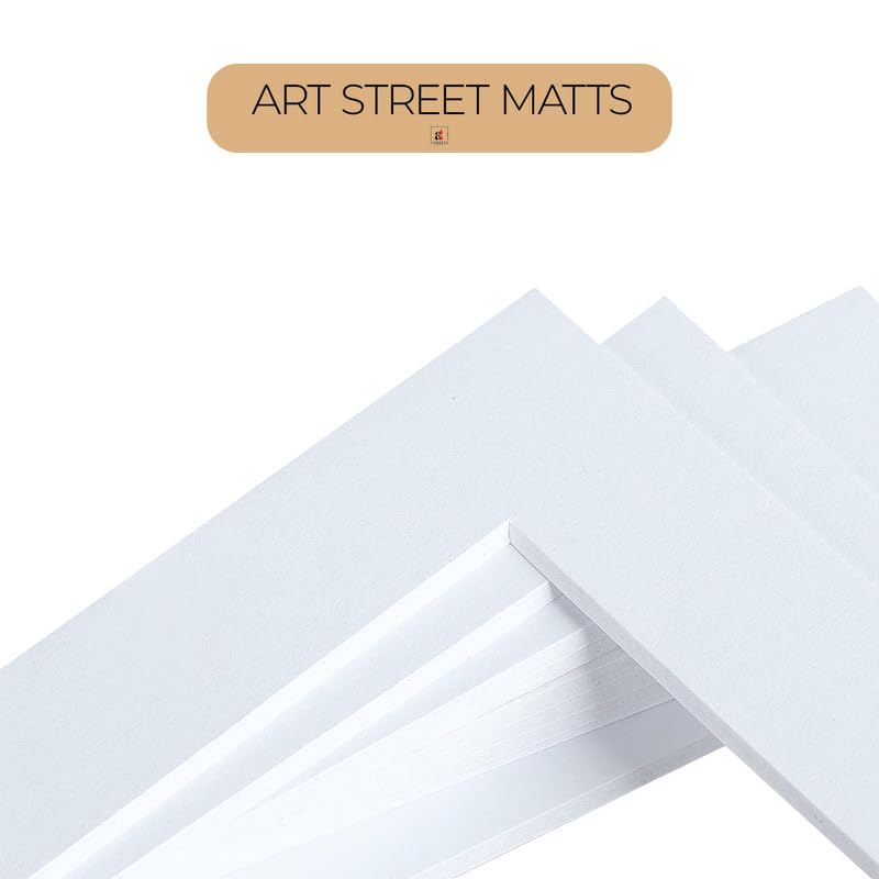 Art Street Pack of 25 White Pre-Cut 6x8 Inch Picture Matted To 4x6 Inch Photos with White Core Bevel Cut Mattes Sets. Includes 25 High Premier Acid-Free Mats 3