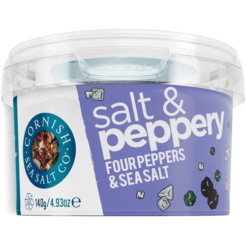 Cornish Sea Salt & Peppery Seasoning Blend 140g Premium Pepper Spice Seasoning Black Peppercorn Green Peppercorn Red Pepper & Pimento All-Purpose Mixed Spices for Roasts Steak BBQ