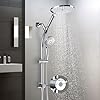 7.5" Rotatable Dual Shower Head with Handheld Combo, Kids Friendly Low 3-Way Diverter, Adjustable Slide Bar for Whole Family Use, Enjoy High Pressure Rainfall Spa Shower, Polished Chrome Finish