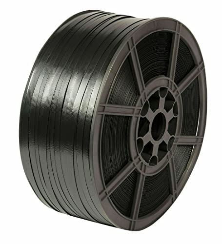 Trojan 1500M Long Heavy Duty Strapping Roll 12mm Wide Black Pastic Hand Pallet Banding 310kg Brake Strain x1 Roll