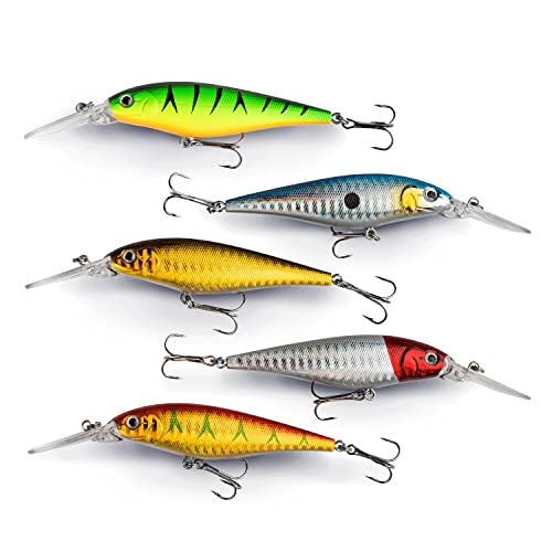 Fishify® Angelköder 5 Stück - Hartplastik Wobbler Kunstköder Set perfekt für Hecht, Barsch & Zander | Angelzubehör mit…