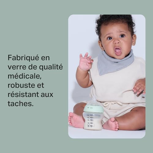Tommee Tippee Kit de Démarrage Nouveau-nés Verre Natural Start, Biberons anti-colique 150 ml et 250 ml, Tétines imitant la forme du sein maternel à débit lent et moyen, Auto-stérilisant – Image 4