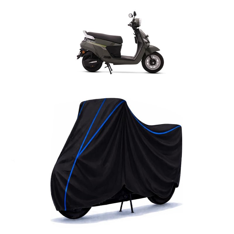 Image of Scooty Cover Water Resistant for C12i | Universal Scooter & Bike Cover | Heavy Duty UV Protection | Dust, Rain & Scratch Protection | Elastic Fit All Weather Indoor Outdoor | Black with Blue Piping