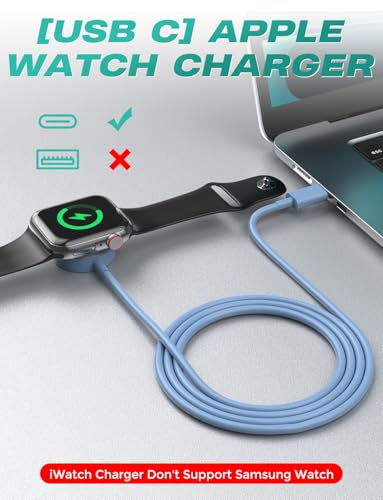 Image of 2Pack USB C for Watch Charger Magnetic Charger Wireless Portable Compatible with Watch Ultra2 Ultra Series 10 /9 /8 /7 /6 /SE /SE2 /5 /4 /3 /2 /1-[1m /Blue]