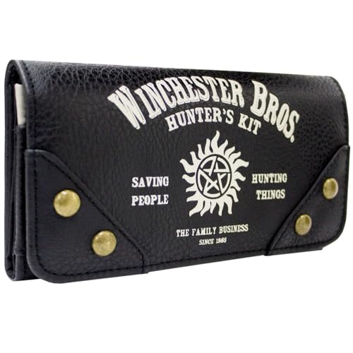 Super Natural Winchester Bros Kit de Chasseurs Porte-Monnaie Tripli Poche à Pièces & Porte-Carte, Noir