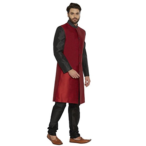 Sherwani bandhgala granate largo Royal Hombre traje ceremonial 4