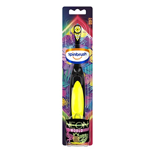 Spinbrush Neon World Kids Toothbrush, Battery-Powered Electric Toothbrush, Soft Bristles, Batteries Included, 1-Count #TOP6