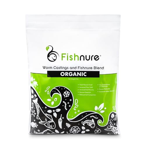 Fishnure -8 lbs Organic Fertilizer Humus Compost Made from Worm Castings and Fish Manure Vermicompost - Odor Free - Indoor and Outdoor use - for Gardens, Flowers, Herbs, Vegetables, Succulents
