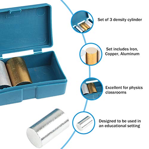VILLCASE Conjunto de Cilindro de Metal de 3 PeÃ§as Ferro de Cobre para ExperimentaÃ§Ã£o de Densidade