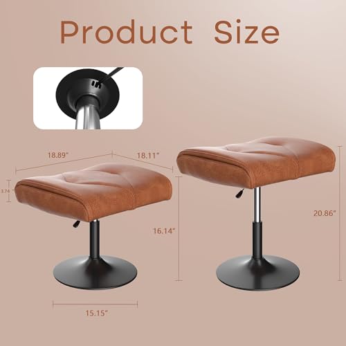 Image of VECELO Foot Rest Under Desk Ottoman, PU Height Adjustable Footrest with Comfort Padding, Leg Rest for Desk for Relieving Leg Pain, Stiffness, and etc, Brown