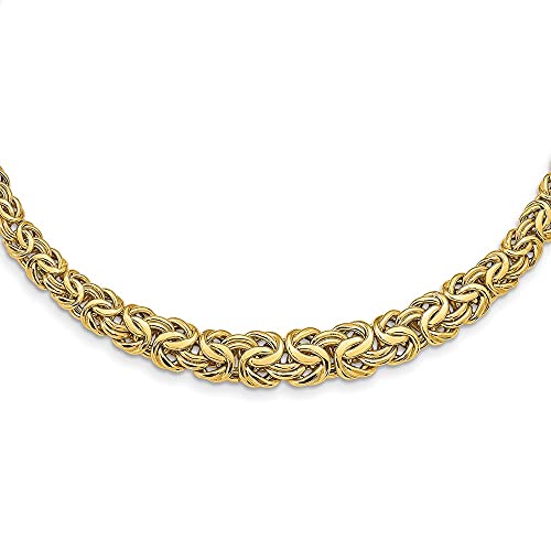14K Yellow Gold Graduated Byzantine Chain Necklace 17.25
