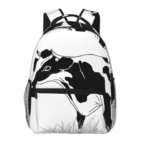 Cartable imprimé vache avec bandoulière réglable pour le collège